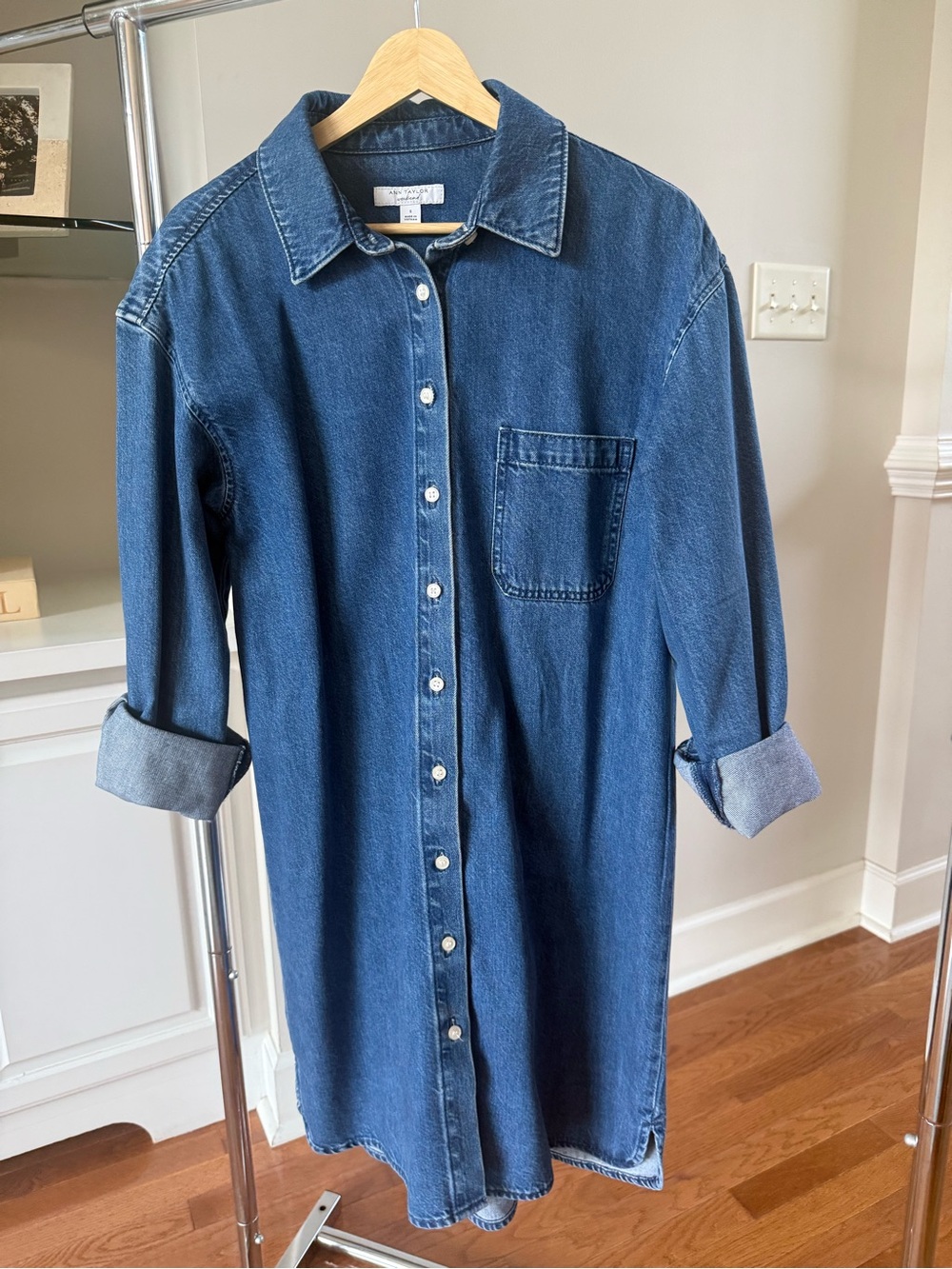 Ann Taylor Blue Denim Shirt Dress